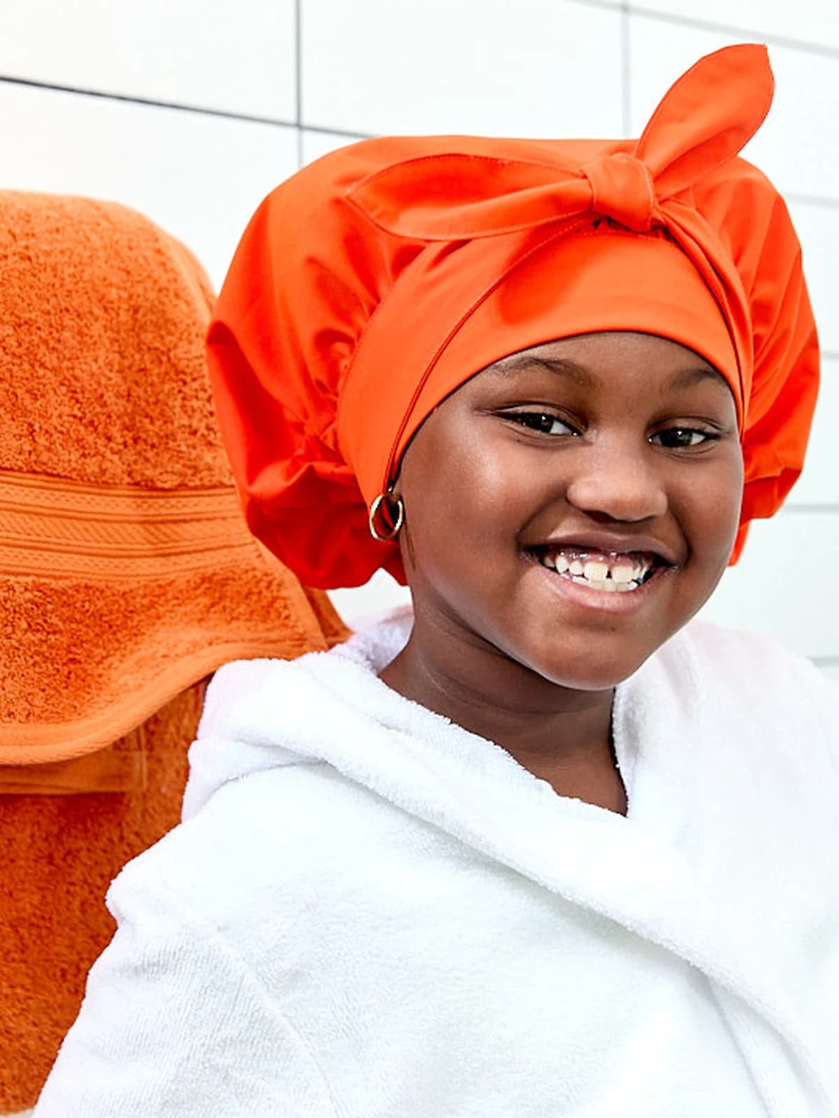 Kids Shower Bonnet in Paprika