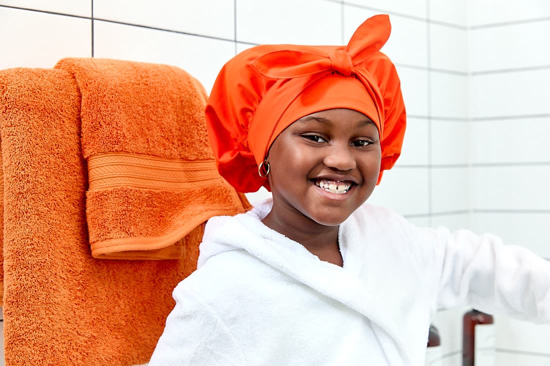 Kids Shower Bonnet in Paprika